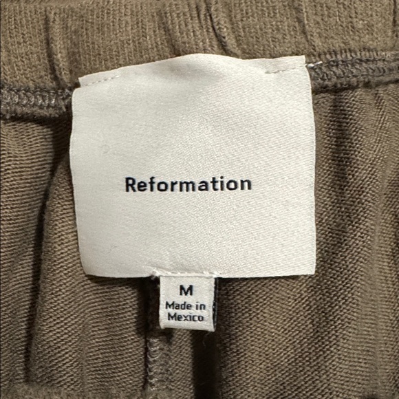 Reformation Olina Knit Pants Poppyseed Green Wide Leg Drawstring Relaxed-Medium - Picture 8 of 8